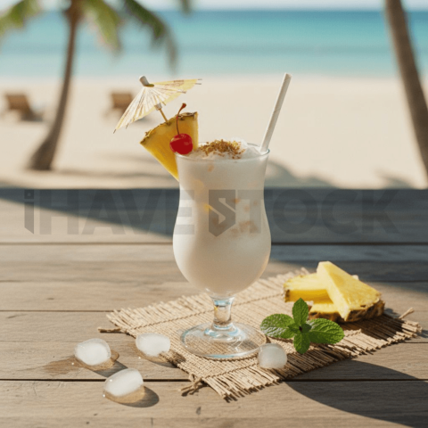 Pina Colada Mocktail On Table FOD D&S 3608