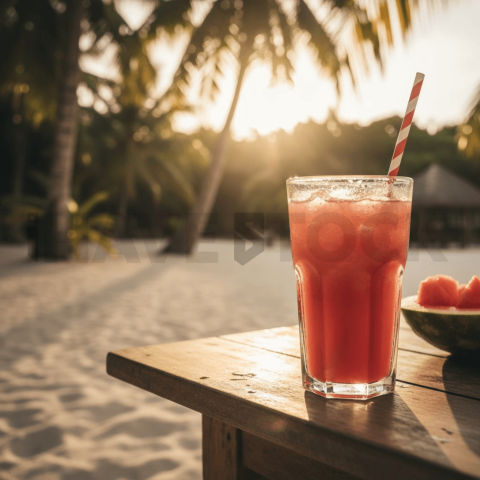 Watermelon Juice With Straw FOD D&S 3344