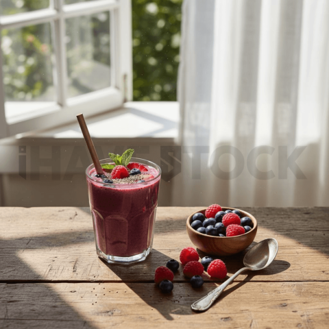 Berry Smoothie On Wooden Count FOD D&S 4622
