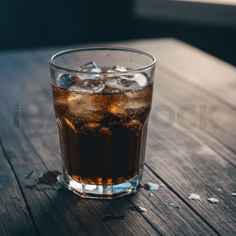Glass Of Cold Cola On Wood Tab FOD D&S 4192