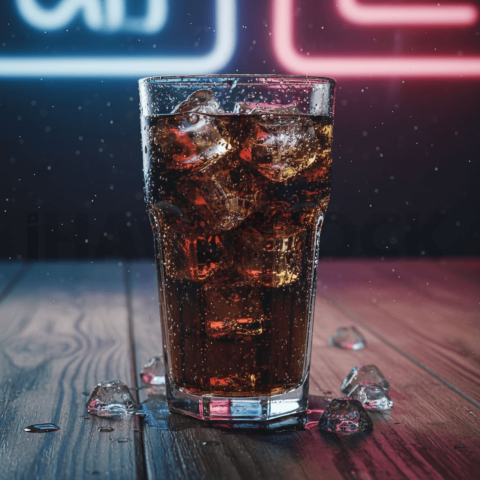 Glass Of Cold Cola On Wood Tab FOD D&S 4205