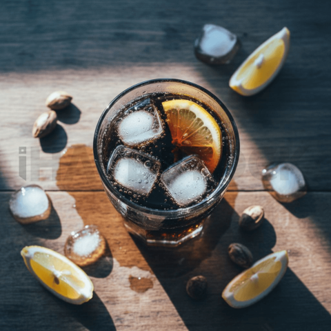 Glass Of Cold Cola On Wood Tab FOD D&S 4708