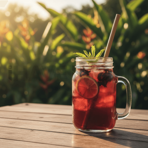 Hibiscus Iced Tea In Glass Jar FOD D&S 4538