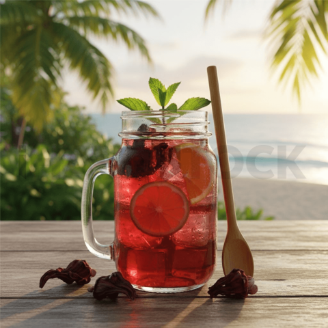 Hibiscus Iced Tea In Glass Jar FOD D&S 4661