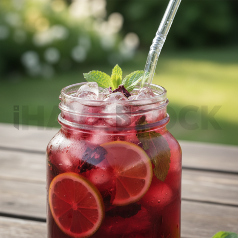 Hibiscus Iced Tea In Glass Jar FOD D&S 4563