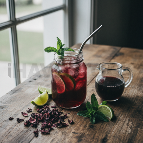 Hibiscus Iced Tea In Glass Jar FOD D&S 4562