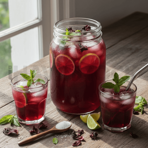 Hibiscus Iced Tea In Glass Jar FOD D&S 4807