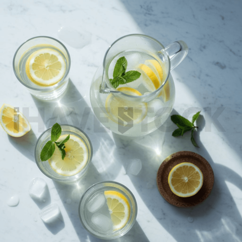 Lemon Water On Marble Table FOD D&S 4098