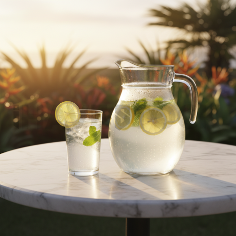 Lemon Water On Marble Table FOD D&S 4150