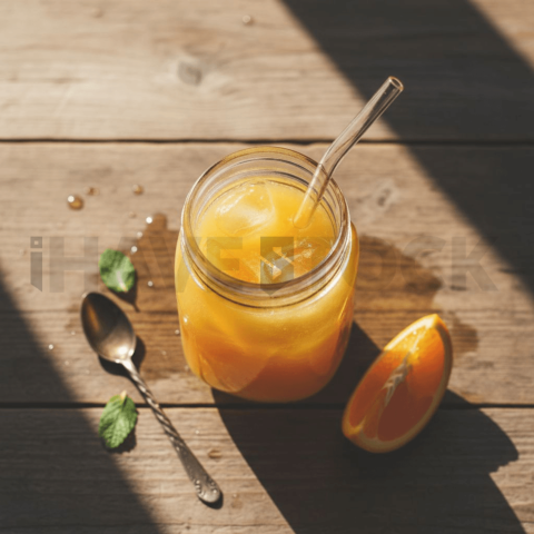 Mason Jar With Orange Juice FOD D&S 4092