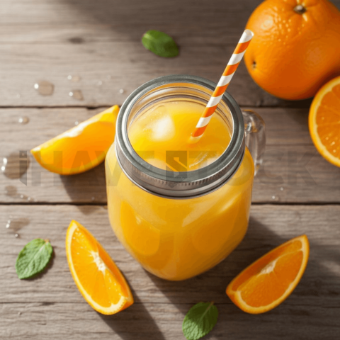Mason Jar With Orange Juice FOD D&S 4578