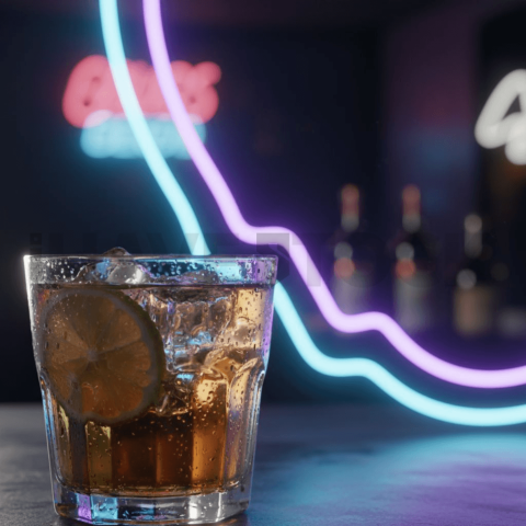 Neon Bar Light On Cocktail Gla FOD D&S 4216