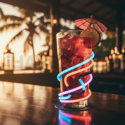 Neon Bar Light On Cocktail Gla FOD D&S 4649