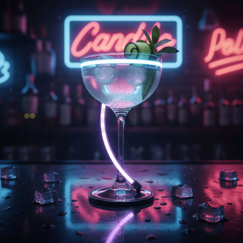 Neon Bar Light On Cocktail Gla FOD D&S 4831