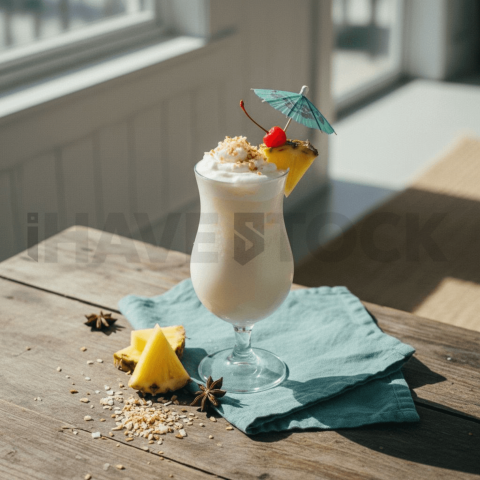 Pina Colada Mocktail On Table FOD D&S 4451