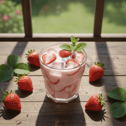 Strawberry Drink In Glass Cup FOD D&S 4872