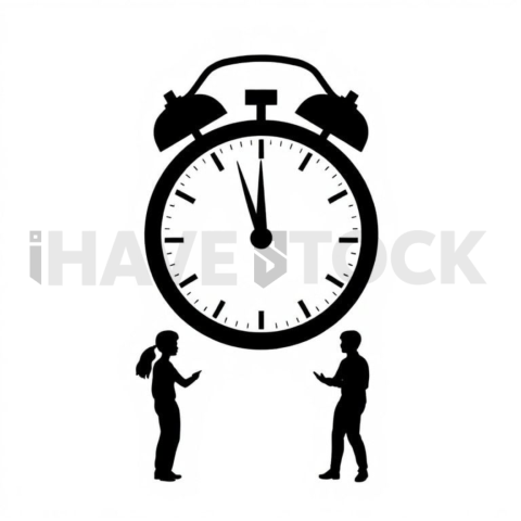 Clock Time Solid Silhouette Icon