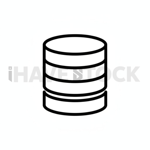 Database Cylinder — Black On White