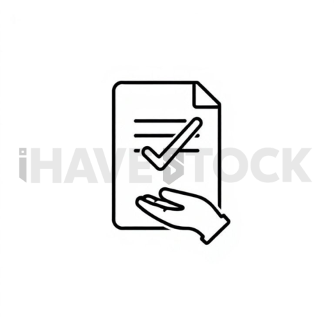 Document Approval Clean Outline Icon