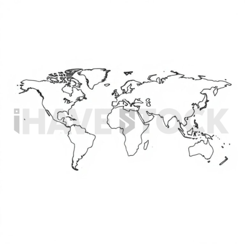 Global Network Map Monoline Icon