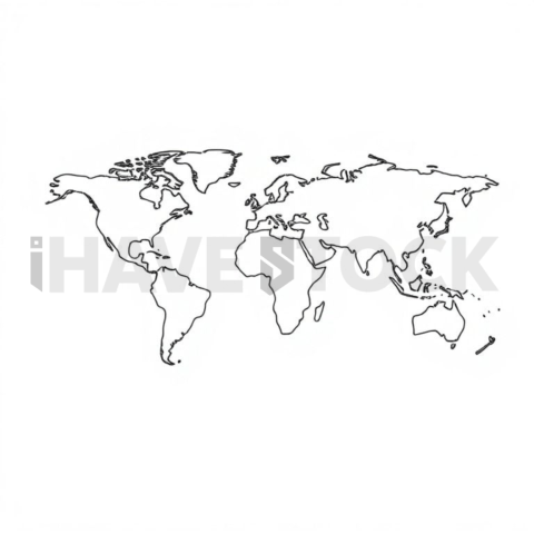 Global Network Map Thin Stroke Symbol
