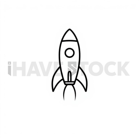 Rocket Launch Minimal Contour Glyph