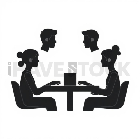 Team Collaboration Solid Silhouette Icon