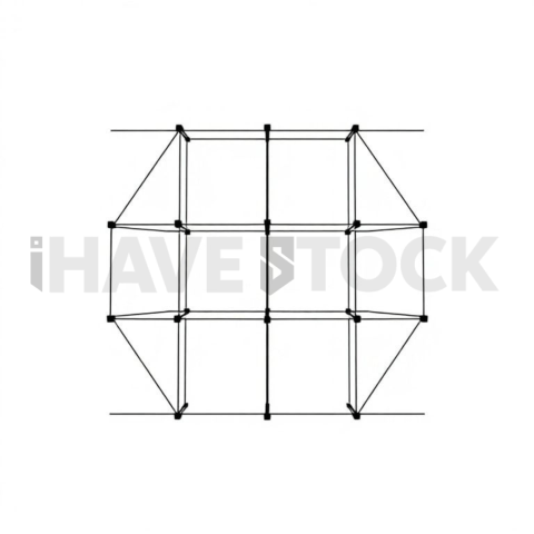 Wireframe Grid — Black On White