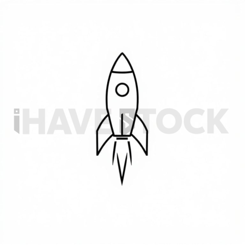 Business & marketing vector icon — rocket startup launch, monoline, uniform stroke balance, rounded corner system #0069