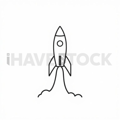 Business & marketing vector icon — rocket startup launch, thin stroke outline, 1px stroke, pixel crisp edges #0073