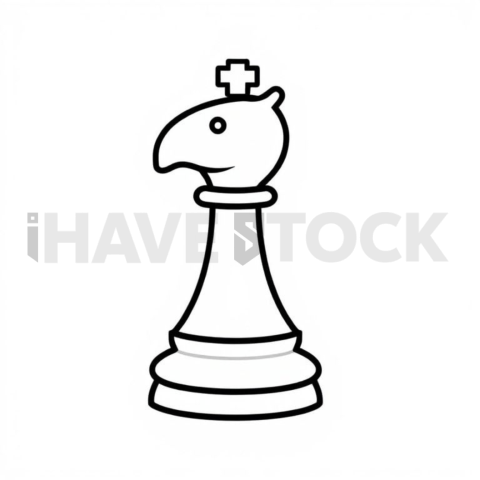Business & marketing vector icon — strategy chess knight, minimal outline, 0 5px stroke, pixel crisp edges #0079