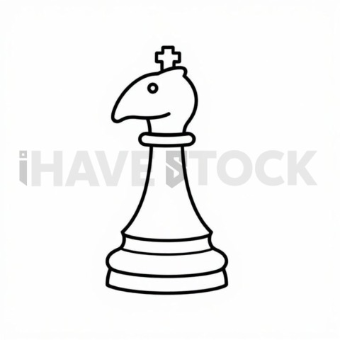 Business & marketing vector icon — strategy chess knight, ultra thin line, uniform stroke balance, rounded corner system #0094