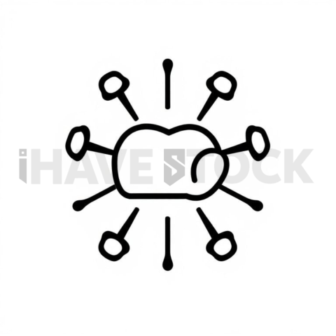 Business & marketing vector icon — viral share, monoline, uniform stroke balance, pixel crisp edges #0081