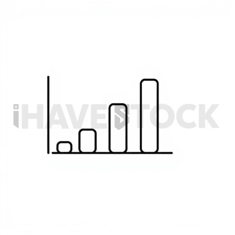 Business & marketing vector icon — bar chart analytics, flat geometric, 1px stroke, rounded corner system #0148