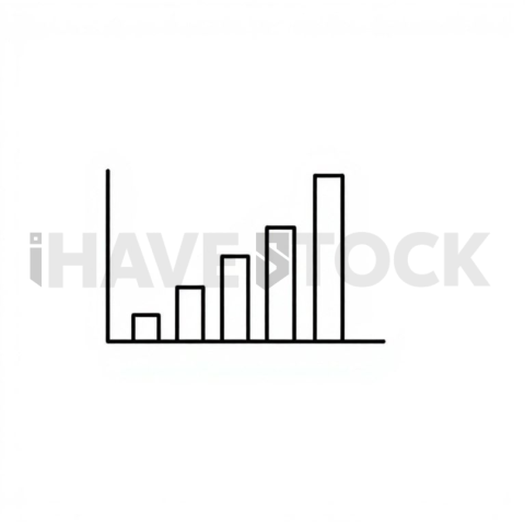 Business & marketing vector icon — bar chart analytics, flat geometric, uniform stroke balance, balanced visual weight #0059