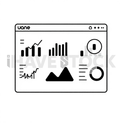 Business & marketing vector icon — business analytics dashboard, thin stroke outline, 1px stroke, pixel crisp edges #0172