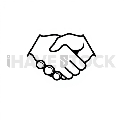 Business & marketing vector icon — business handshake, monoline, 0 75px stroke, pixel crisp edges #0051