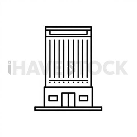 Business & marketing vector icon — corporate building, monoline, 0 75px stroke, sharp corner system #0033