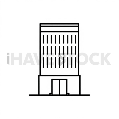 Business & marketing vector icon — corporate building, thin stroke outline, 0 5px stroke, balanced visual weight #0055(1)