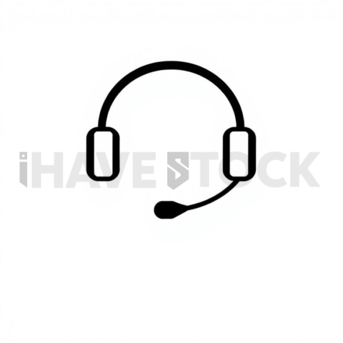 Business & marketing vector icon — customer support headset, minimal outline, 0 5px stroke, perfect geometric symmetry #0037