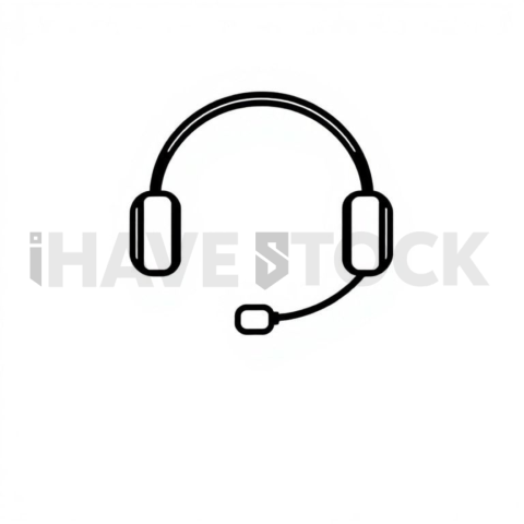 Business & marketing vector icon — customer support headset, minimal outline, uniform stroke balance, perfect geometric symmetry #0195