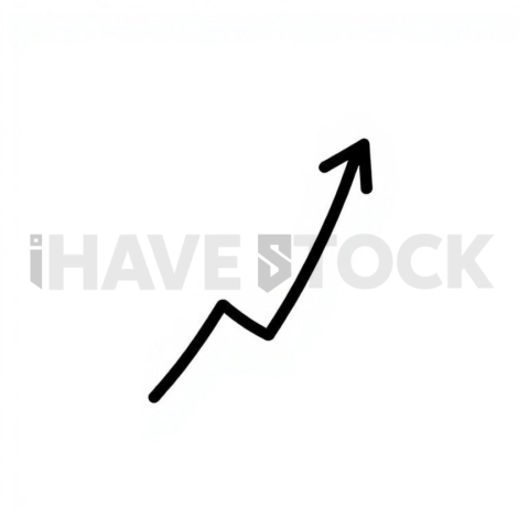 Business & marketing vector icon — growth up arrow, monoline, 0 5px stroke, pixel crisp edges #0103