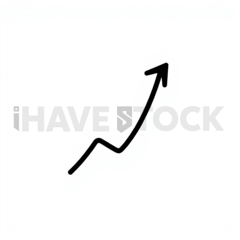 Business & marketing vector icon — growth up arrow, thin stroke outline, 0 5px stroke, rounded corner system #0145