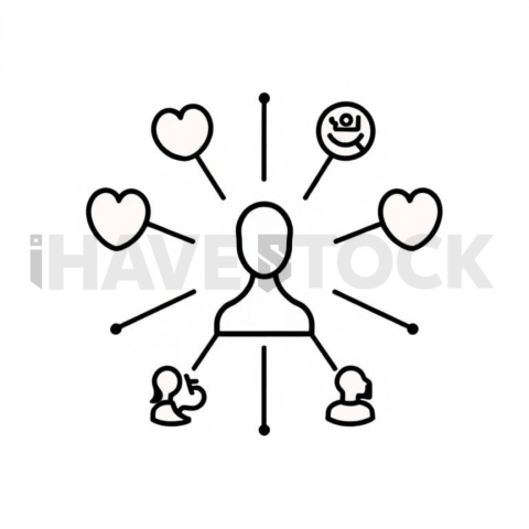 Business & marketing vector icon — influencer marketing, thin stroke outline, 0 75px stroke, perfect geometric symmetry #0197
