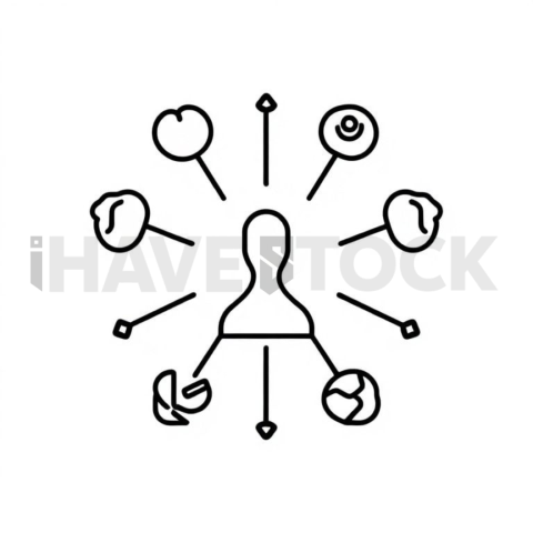 Business & marketing vector icon — influencer marketing, monoline, 1px stroke, perfect geometric symmetry #0128