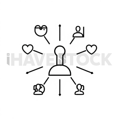 Business & marketing vector icon — influencer marketing, ultra thin line, uniform stroke balance, sharp corner system #0155