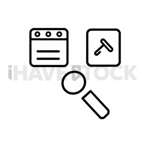Business & marketing vector icon — market research, bold glyph, 1px stroke, rounded corner system #0189