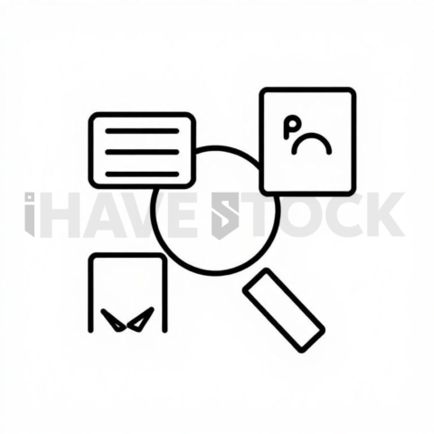 Business & marketing vector icon — market research, flat geometric, uniform stroke balance, pixel crisp edges #0040