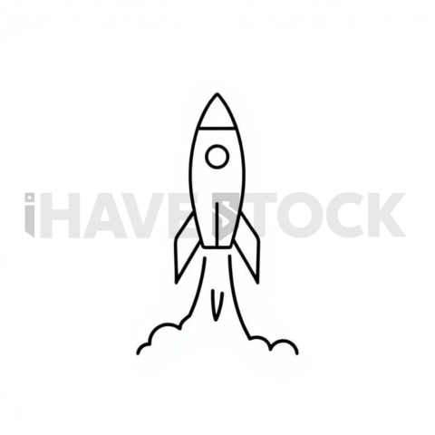 Business & marketing vector icon — rocket startup launch, monoline, 1px stroke, pixel crisp edges #0130