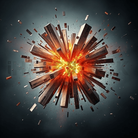 Brushed Steel Fragment Explosion Background